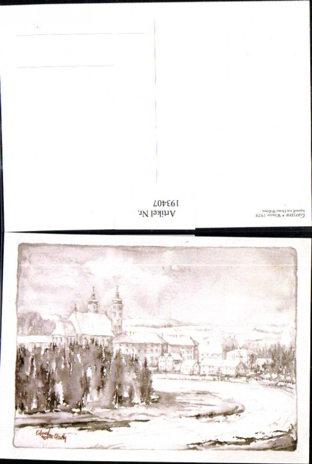 193407,Künstler AK Ottmar Wallenta Garsten Winterbild 1929 Kirche