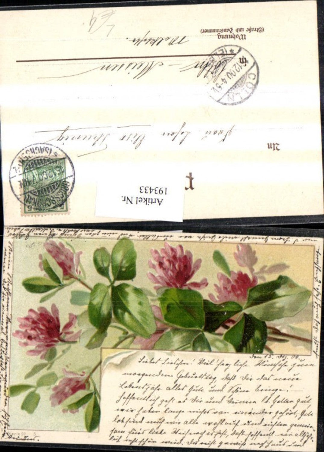 193433,Litho AK Blumen Blätter