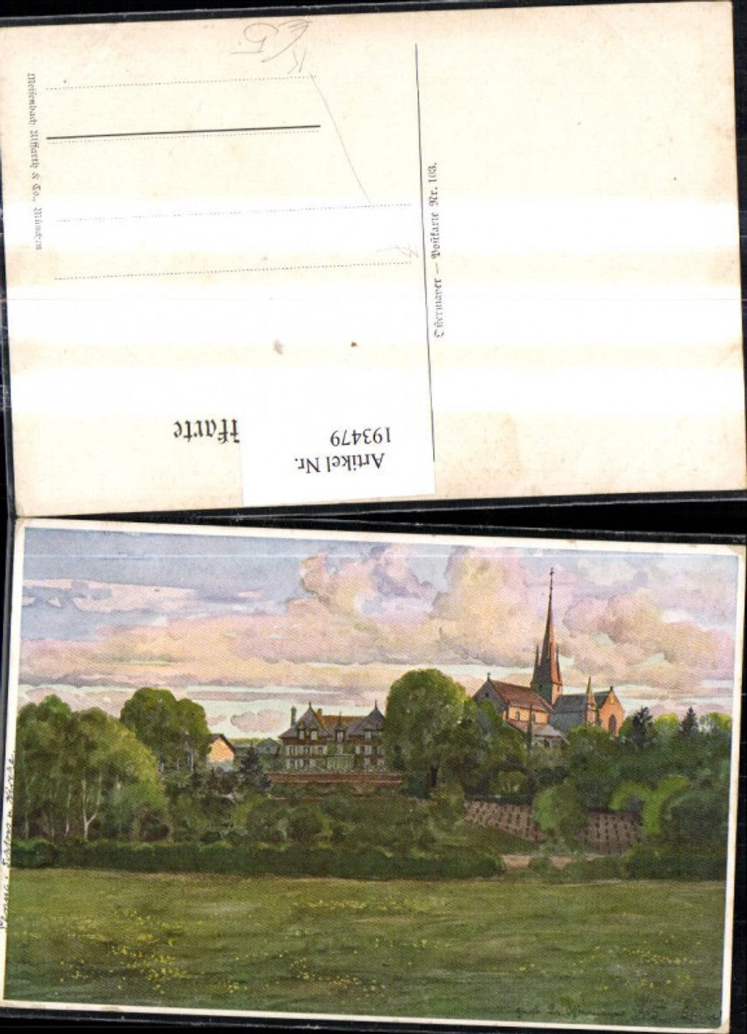 193479,Künstler AK Ostermayer 103 Landschaft Kirche