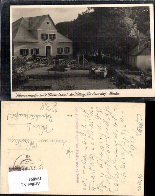 194894, Photo Ak Pension St Florian near Pölling Post Office Launsdorf Railway Post Office Train 129 Villach Salzburg