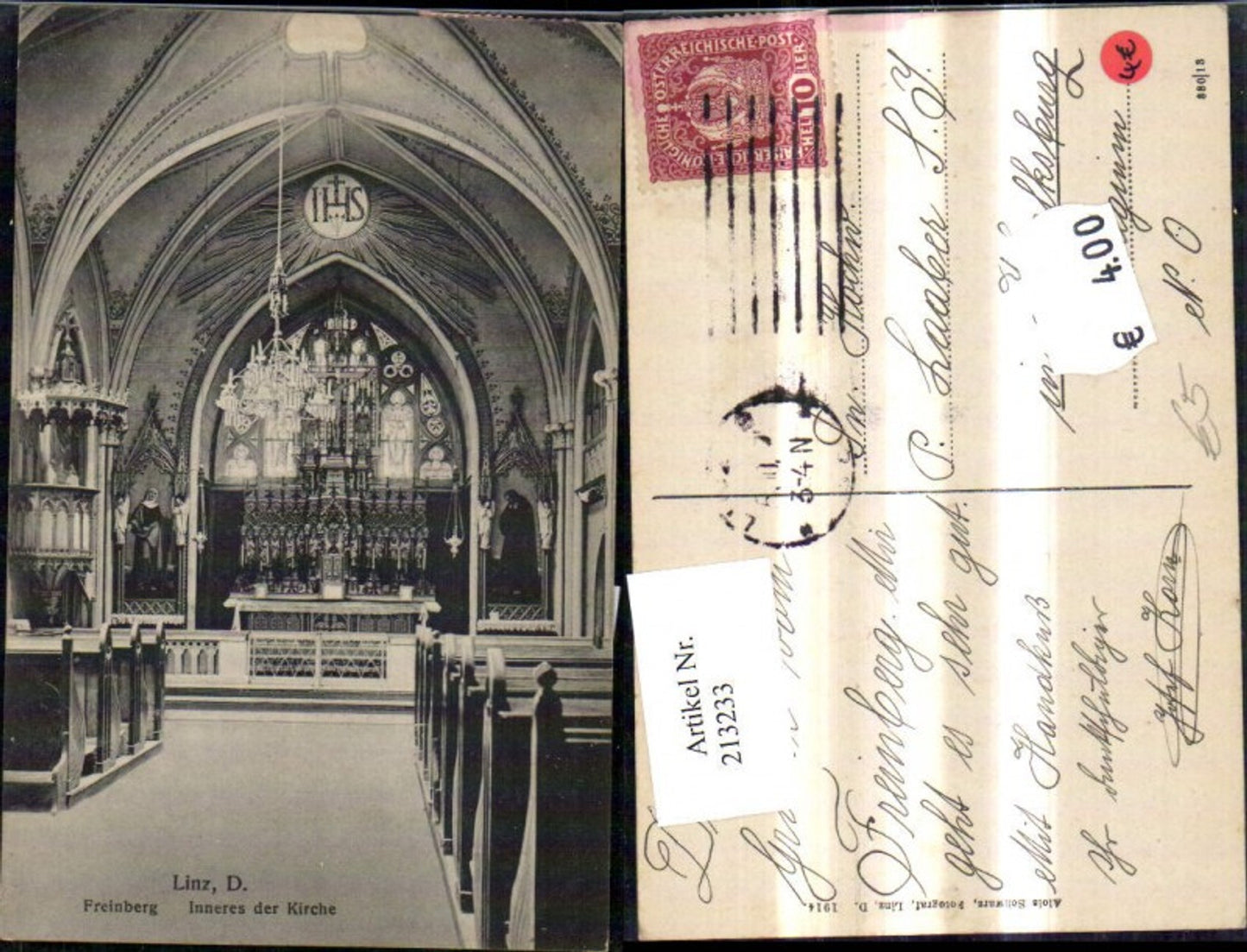 213233, Linz an der Donau Freinberg Church Interior view