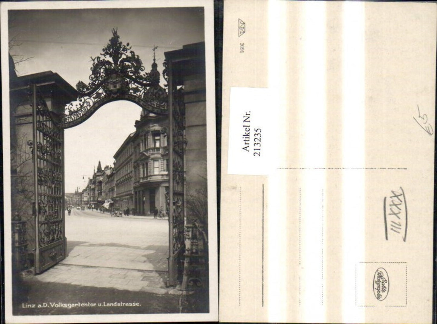 213235, Linz on the Danube, Volksgarten Gate and Landstraße, street view