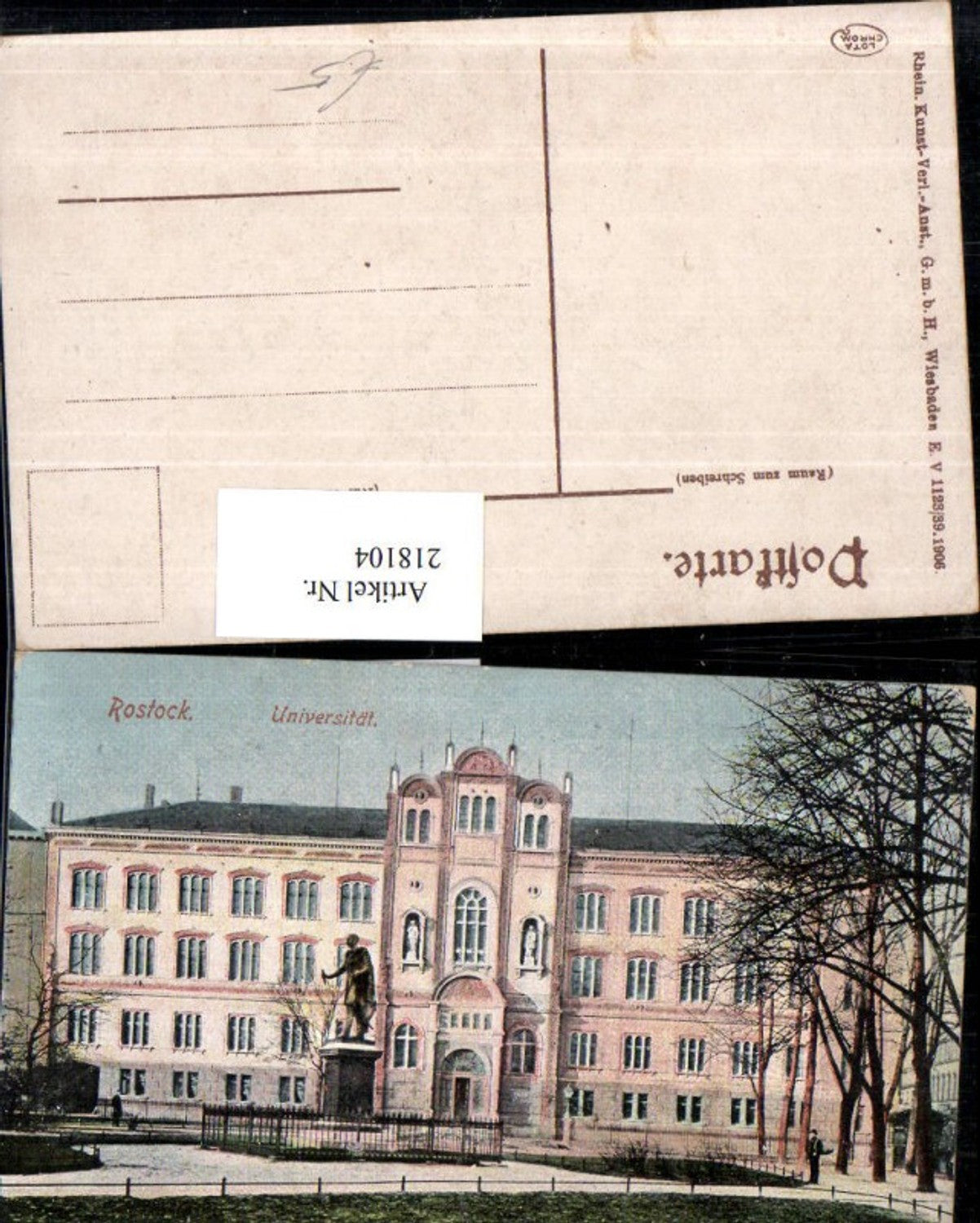 218104, Rostock University with monument 