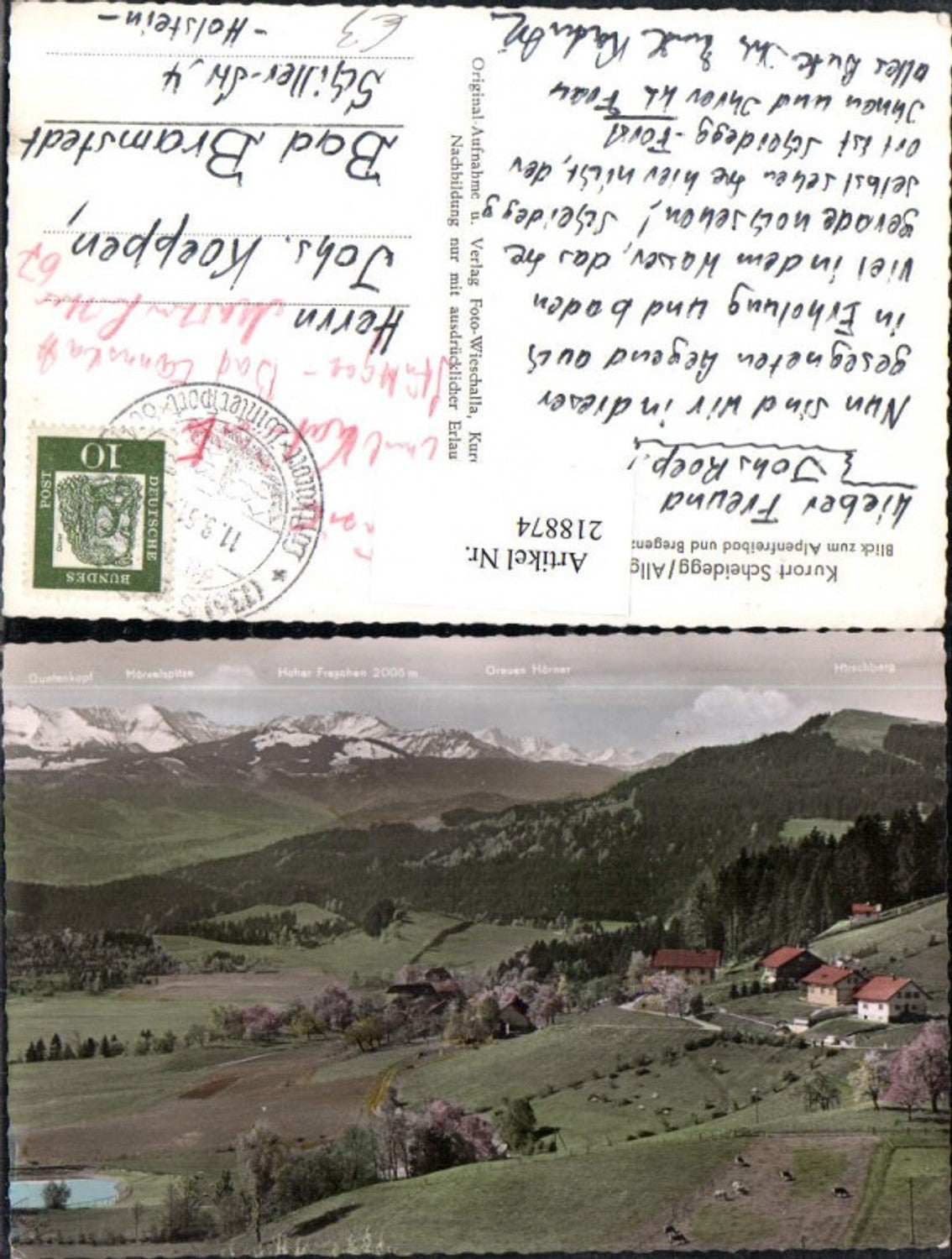 218874,Scheidegg im Allgäu Blick zum Alpenfreibad u. Bregenzer Wald