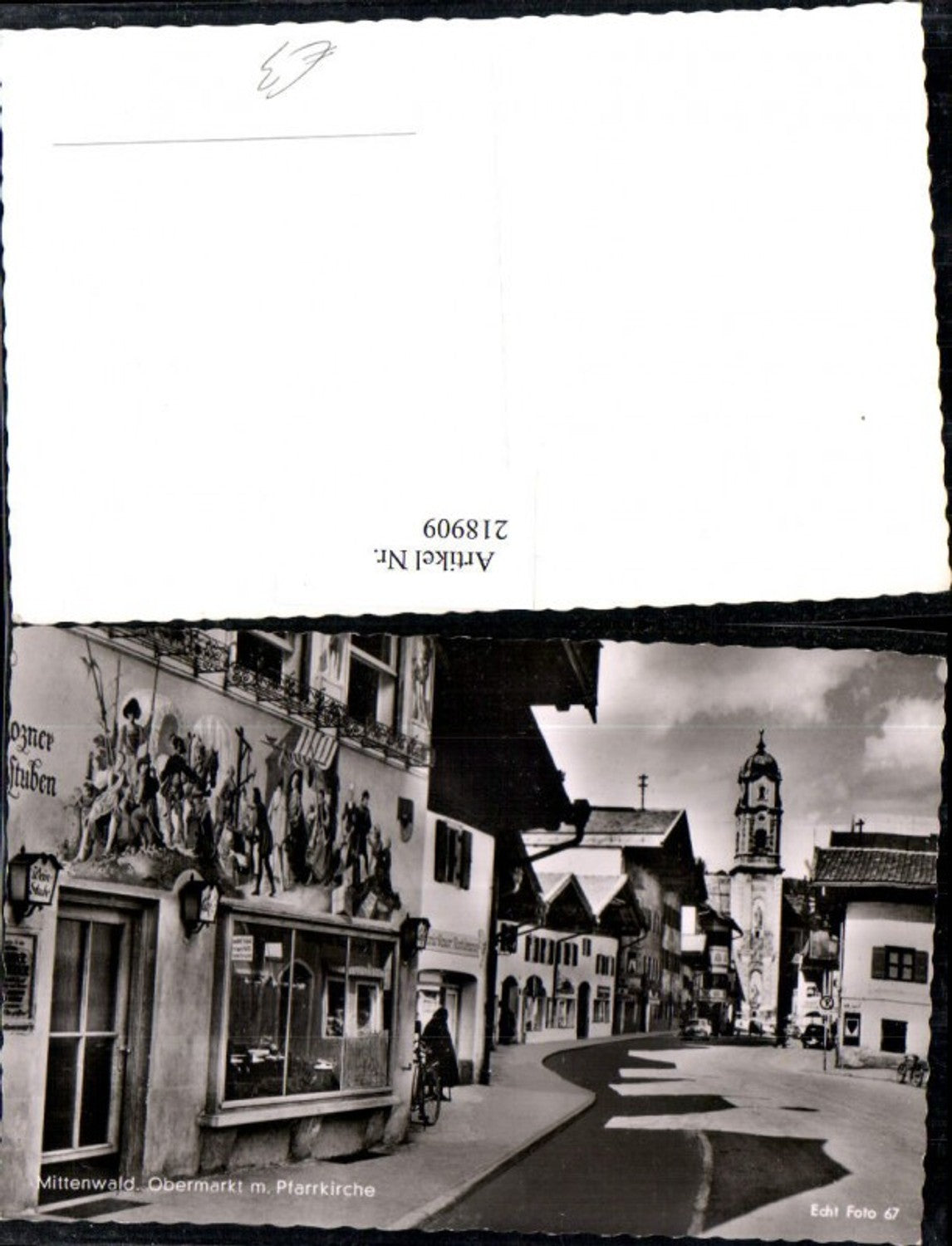 218909,Mittenwald Obermarkt m. Pfarrkirche Kirche Straßenansicht