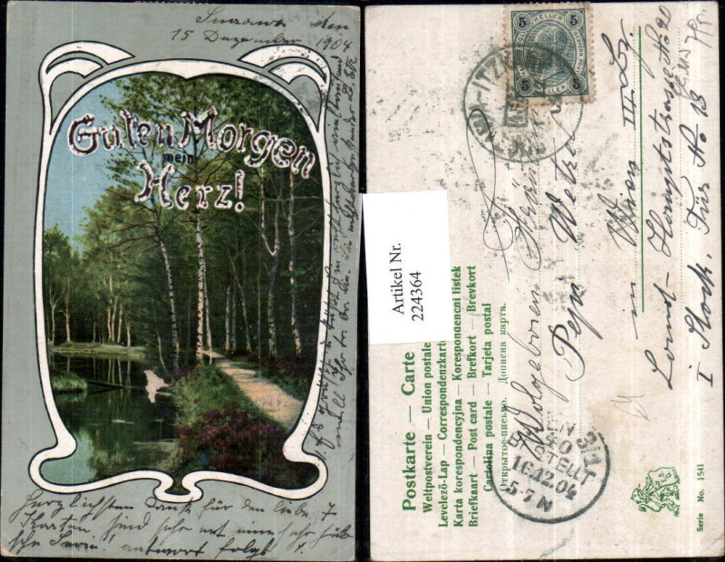 224364,Künstler AK Landschaft Birken Partie