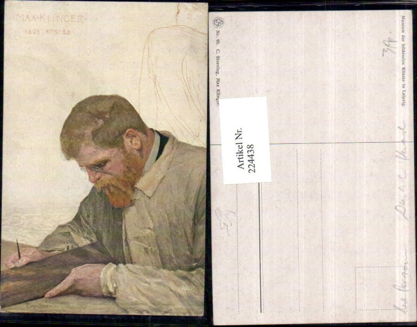 224438,Künstler AK C. Stoeving Max Klinger Mann m. Brille Portrait