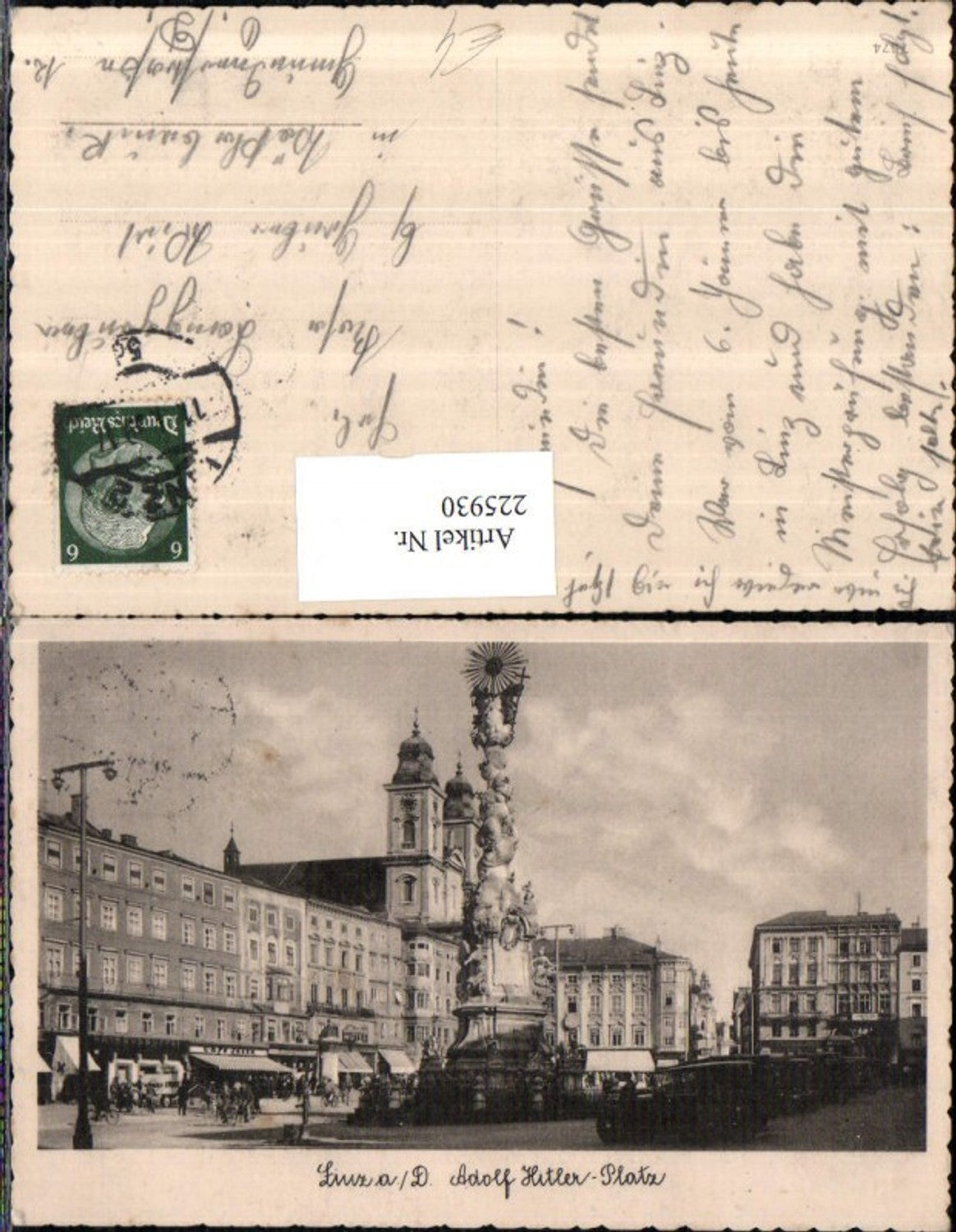 225930, Linz on the Danube, Main Square, Plague Column, Church, Shops