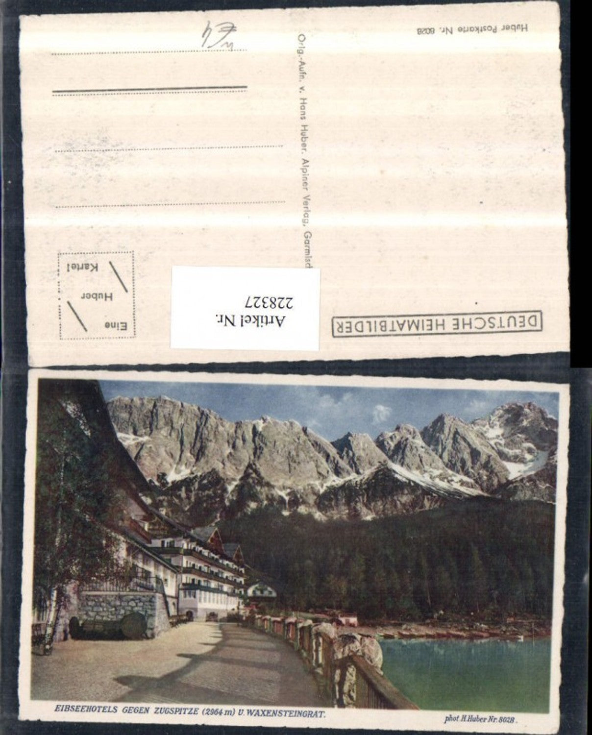 228327,Eibseehotels geg. Zugspitze u. Waxensteingrat b. Garmisch-Partenkirchen