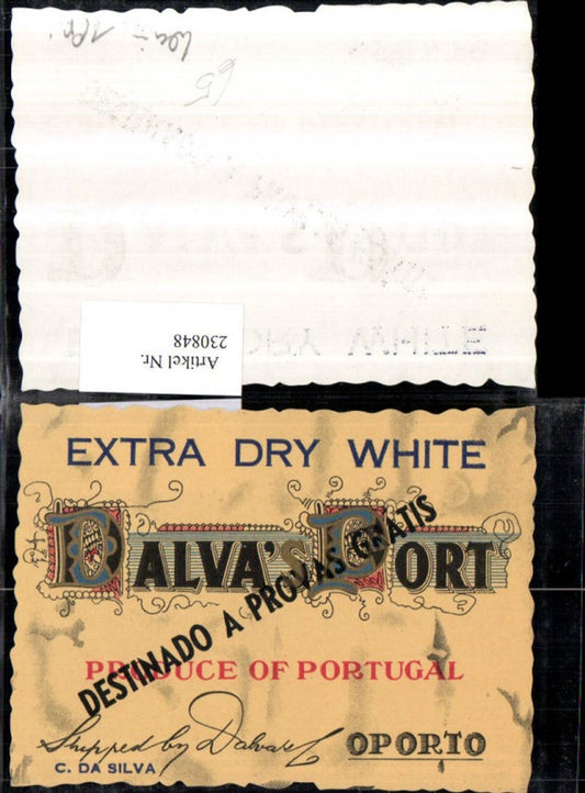 230848, Advertisement Label Wine Dalvas Port Portugal Oporto Extra dry white