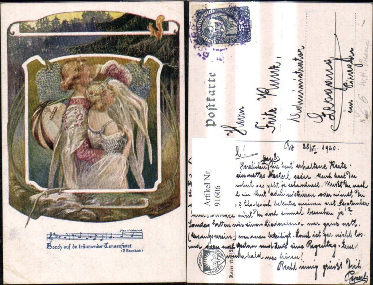 91606,Deutscher Schulverein 1237 W. H. Braun Paar Notenzeile