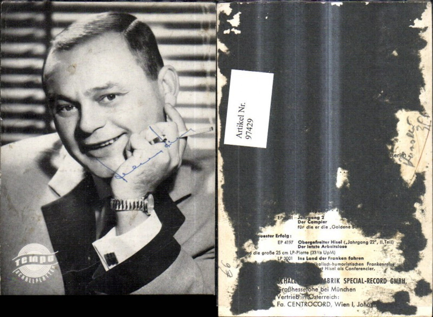 97429, Herbert Hisel with cigarette humorist