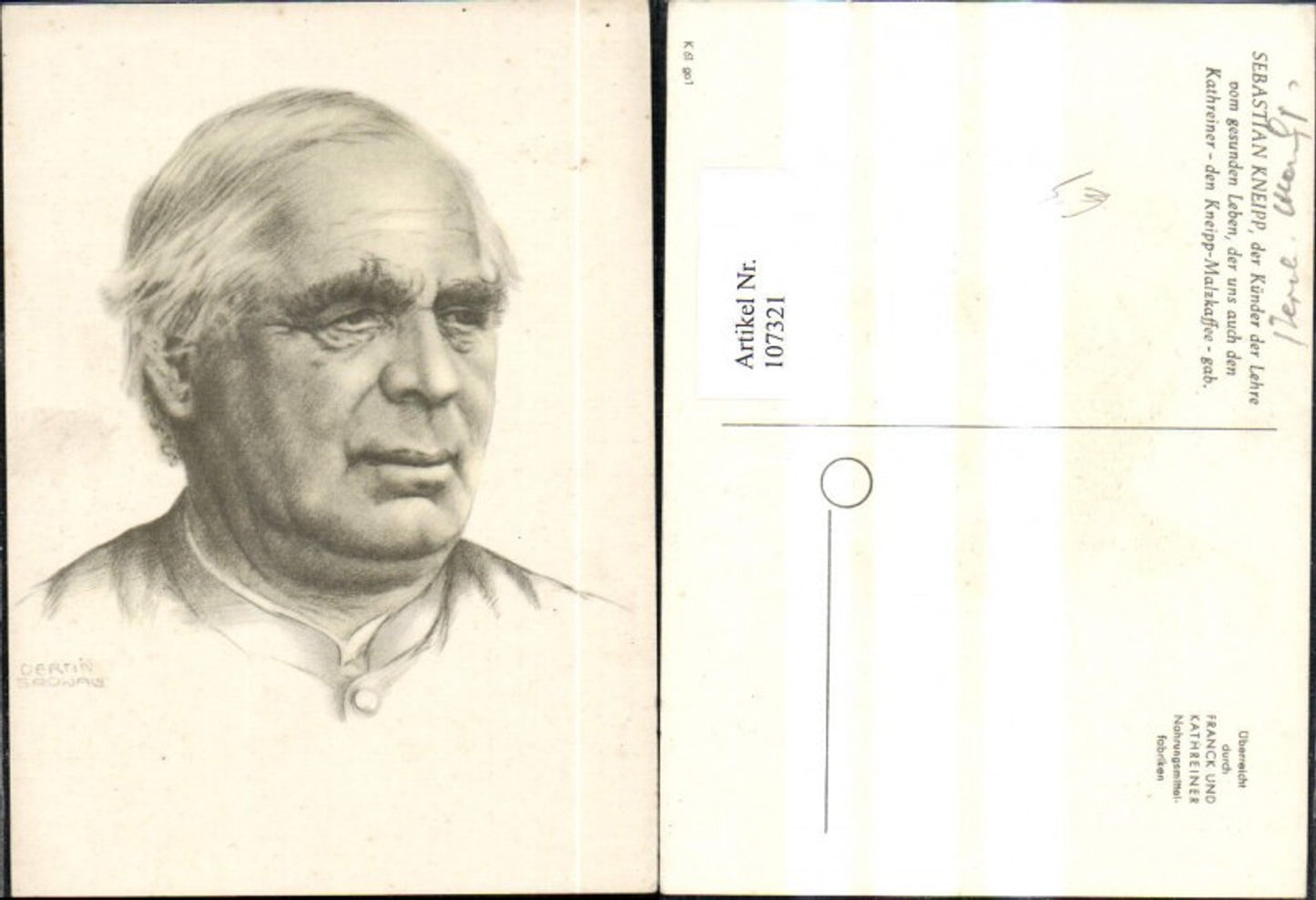 107321, Artist Ak Sebastian Kneipp Health Teacher