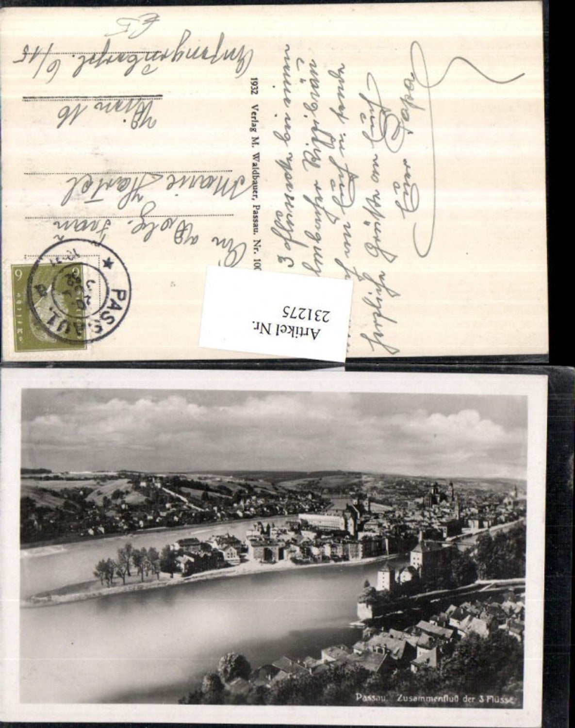 231275,Passau Totale Zusammenfluss d. 3 Flüsse