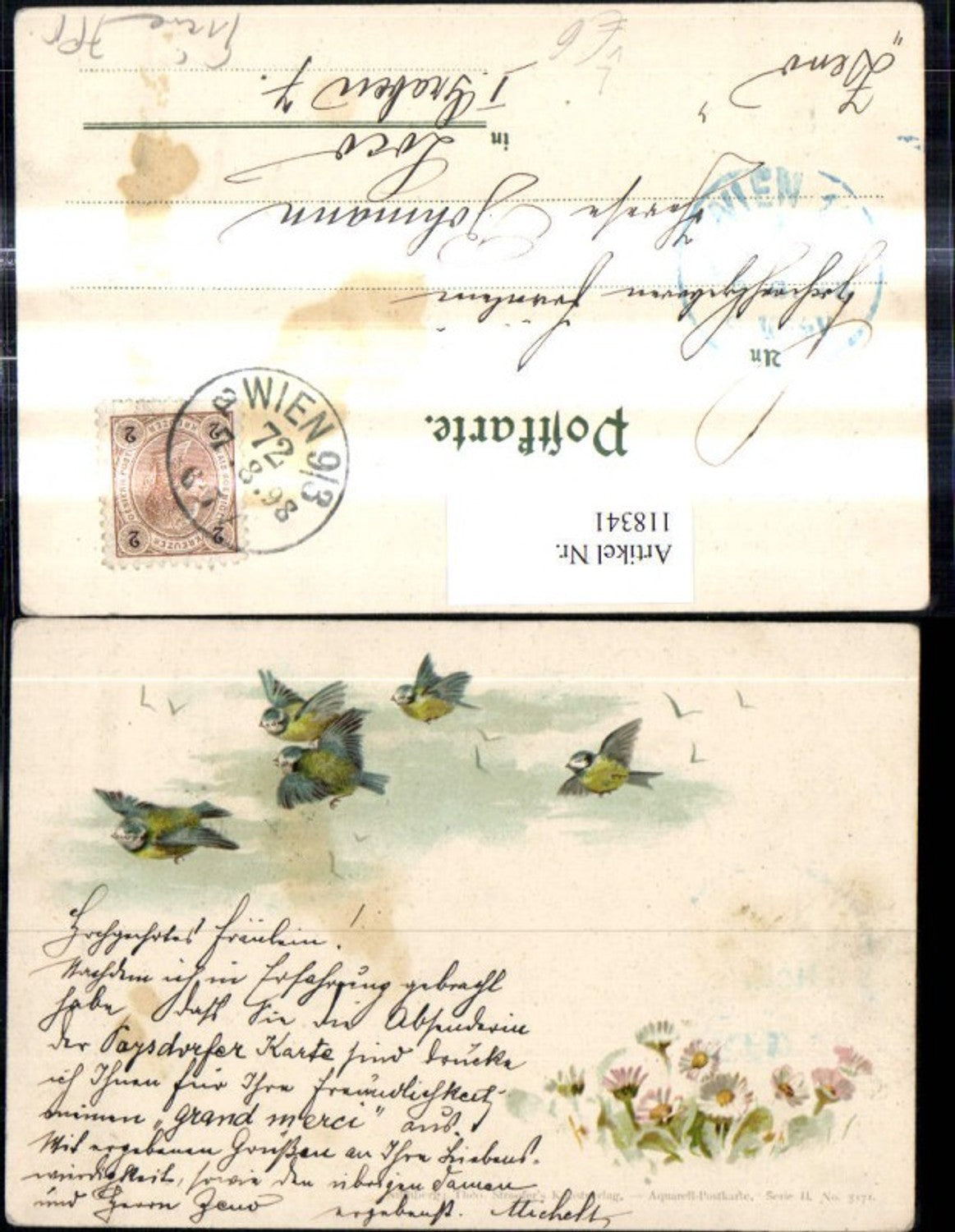 118341,Theo Stroefer Verlag 11/5171 Litho Vögel Blumen