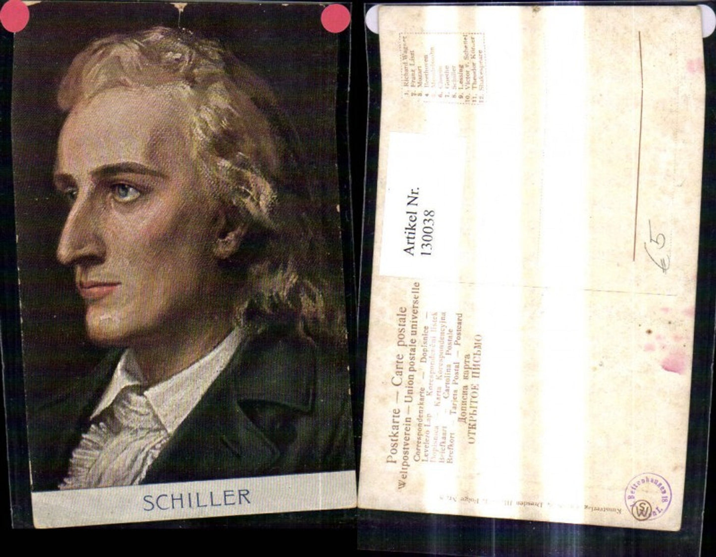 130038, Artist Ak Friedrich Schiller Poet Art
