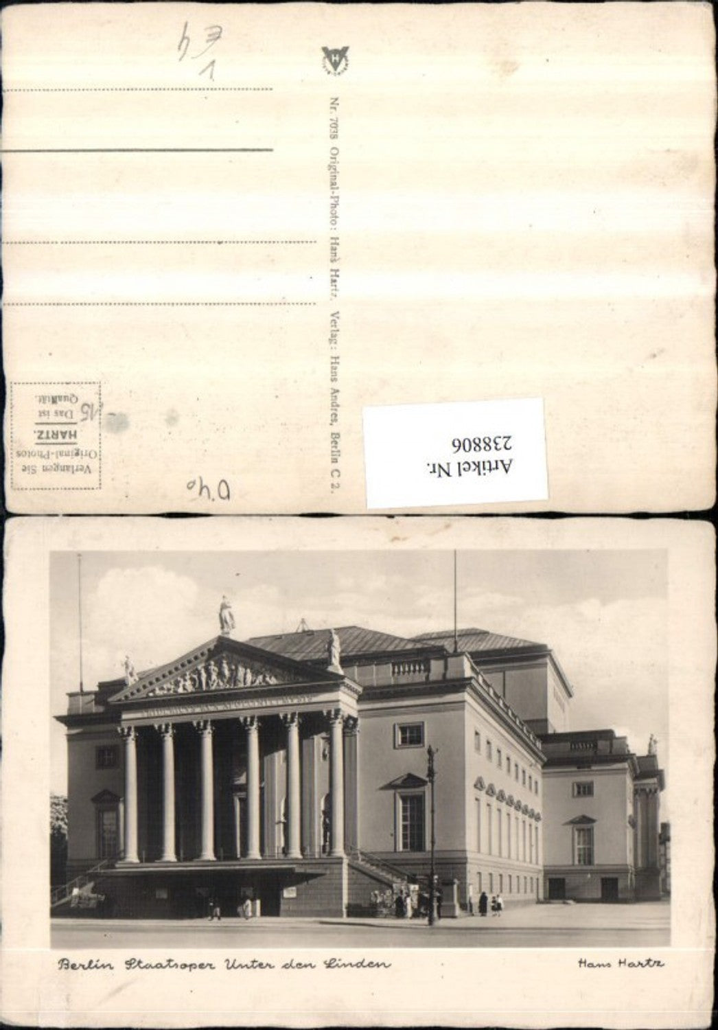 238806, Berlin State Opera Unter den Linden pub Hans Hartz