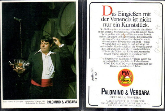 141668, Advertisement Señor Montes de Oca Cellar Master of Bodegas Palomino &amp; Vergara Wine