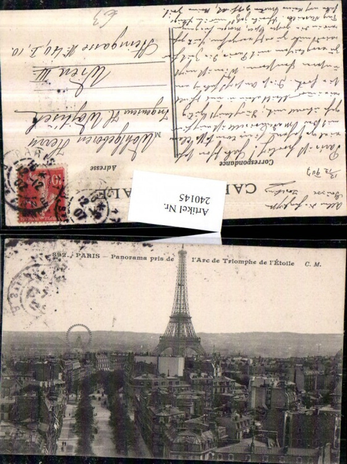 240145,Paris Panorama pris de l'Arc de Triomphe de l'Etoile Eiffelturm