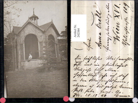 242384, Photo postcard Korneuburg Woman in a garden pavilion