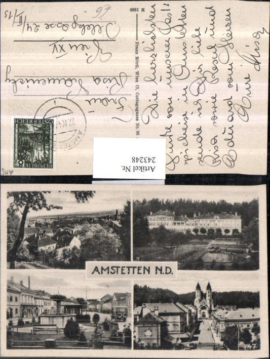 243248,Amstetten Totale Kirche Brunnen Mehrbildkarte