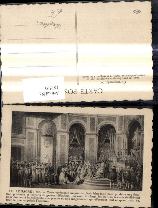 161595, Artist Ak Le Sacre Ceremony Coronation Napoleon
