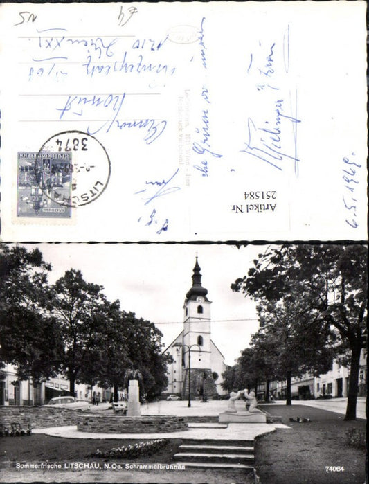 251584, Litschau Schrammelbrunnen Fountain Church