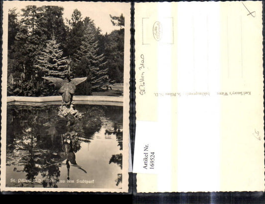 169524, Photo postcard St. Pölten, motif of the city park fountain