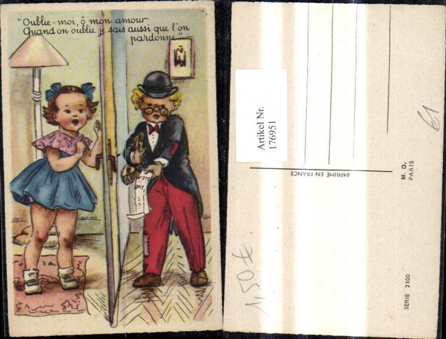 176951, Artist Ak Children Hat Tailcoat Suit Argument b. Door Saying Text