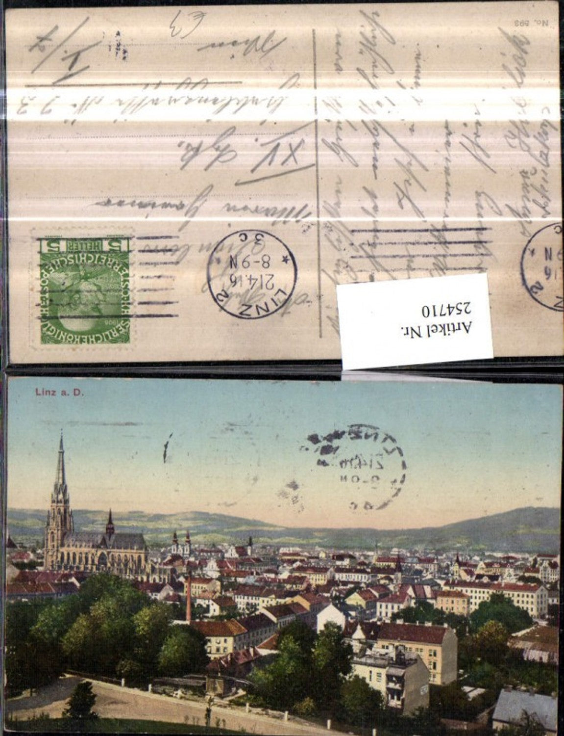 254710, Linz on the Danube, overall view including the cathedral and church