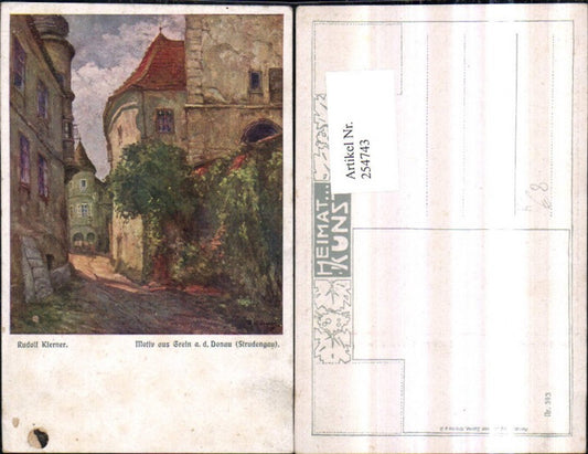 254743, Artist AK Rudolf Kierner, Motif from Grein on the Danube, View of a bay window