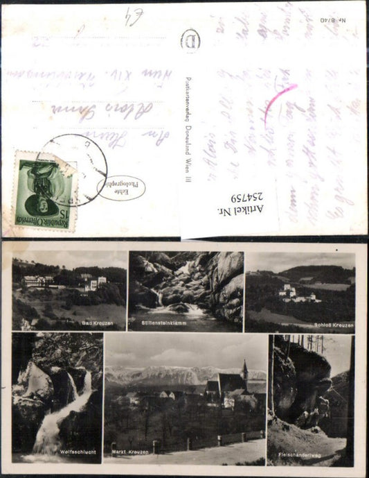 254759, Markt Kreuzen Totale Bad Kreuzen Stillensteinklamm Schloss Fleischanderlweg Wolfsschlucht Wasserfall Mehrbildmap