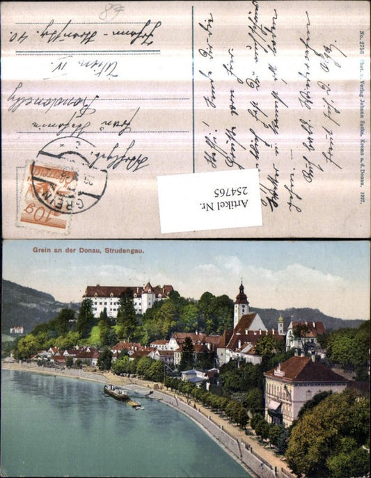 254765, Grein an d. Danube long shot in Strudengau with church and castle