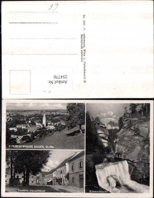 254770, Saxen Totale Gasthof Gusenbauer u. Klamschlucht Wasserfall Multiview postcard