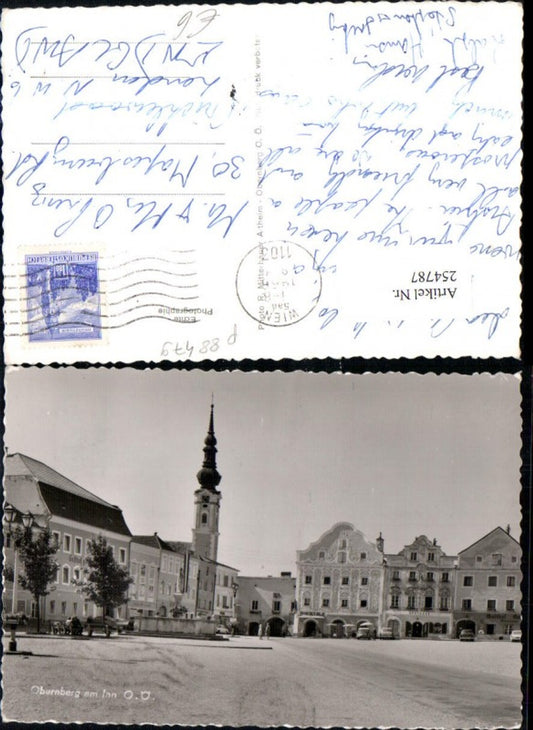 254787,Obernberg am Inn Hauptplatz Straßenansicht Brunnen Kirche Gasthof Apotheke
