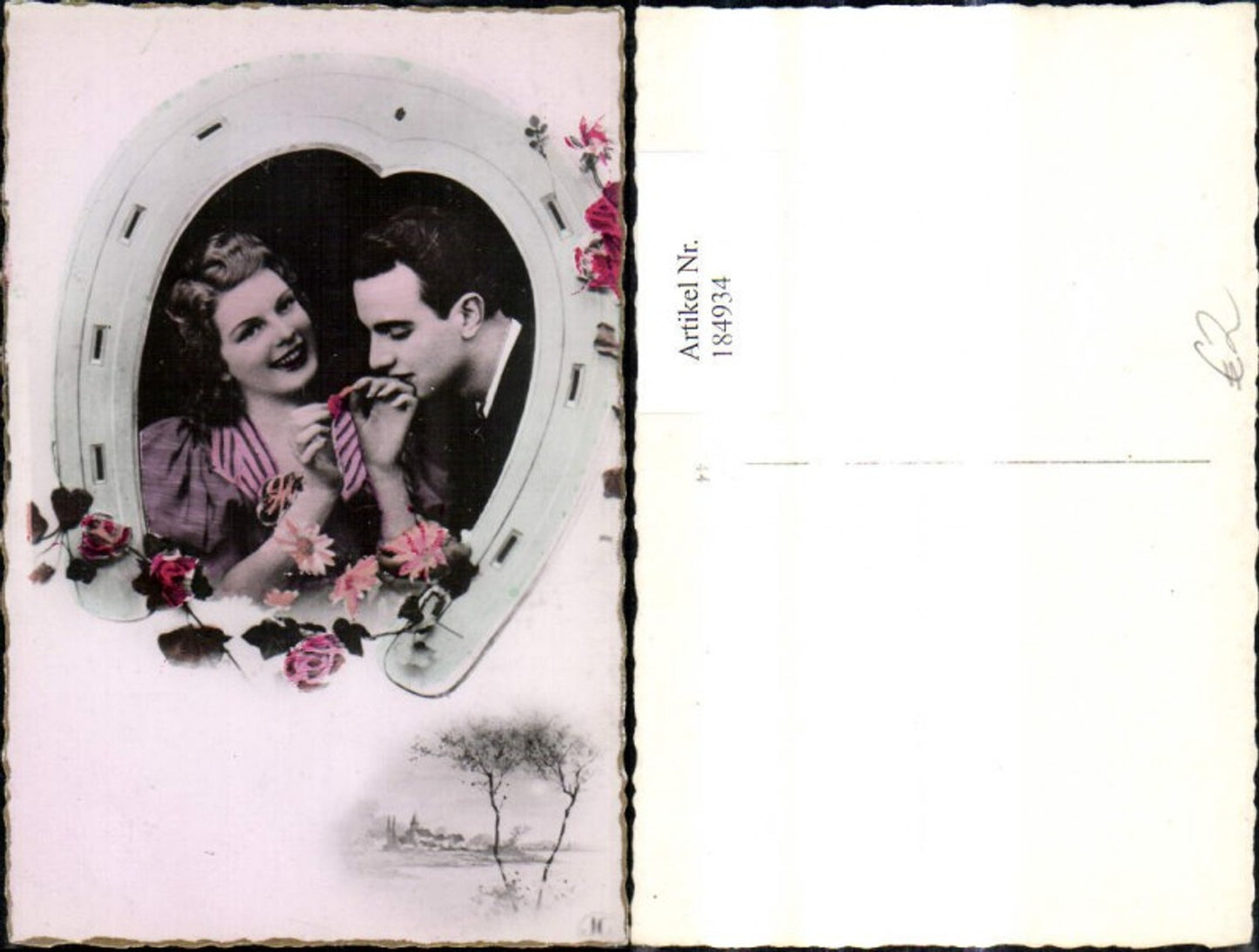 184934,Lovely couple hand kiss horseshoe flowers roses