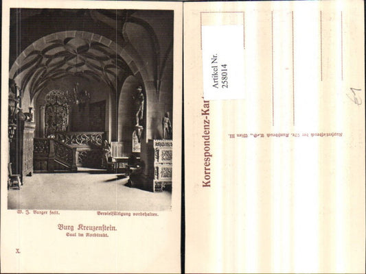 258014, Kreuzenstein Castle near Leobendorf, Hall in the North Wing, Interior View