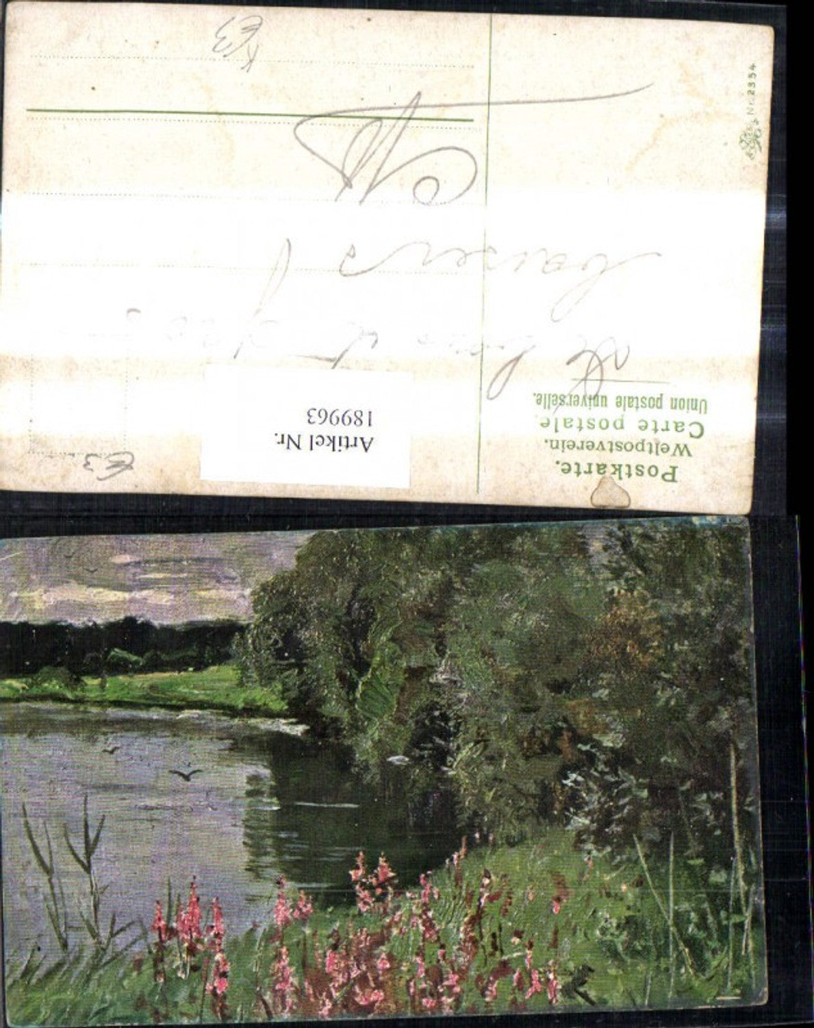 189963,Künstler Ak See Teich Landschaft Schilf Ufer