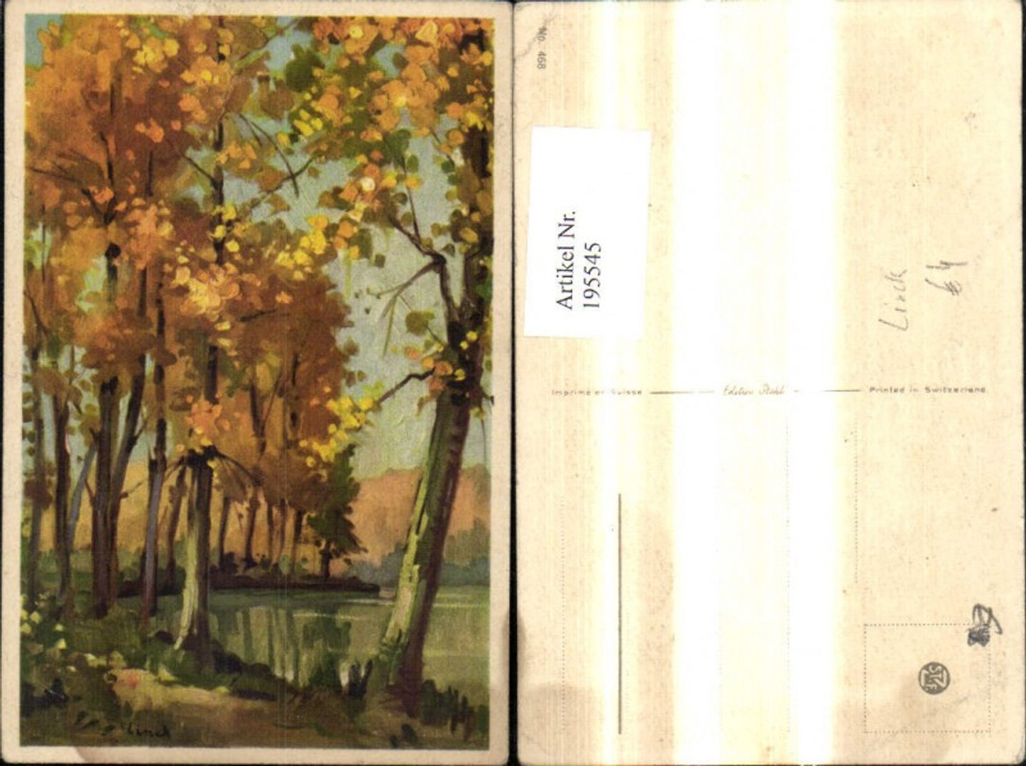 195545,Künstler Ak Linck Bäume Wald Herbststimmung Landschaft See