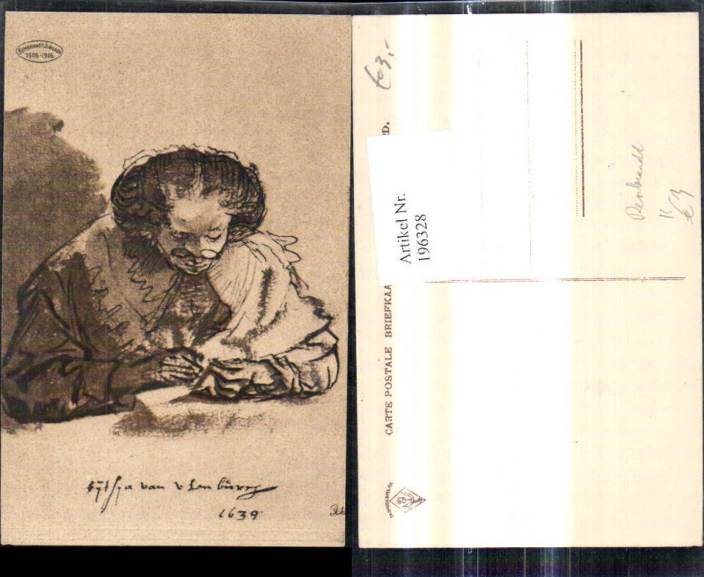 196328,Künstler Ak Rembrandt Mann Portrait