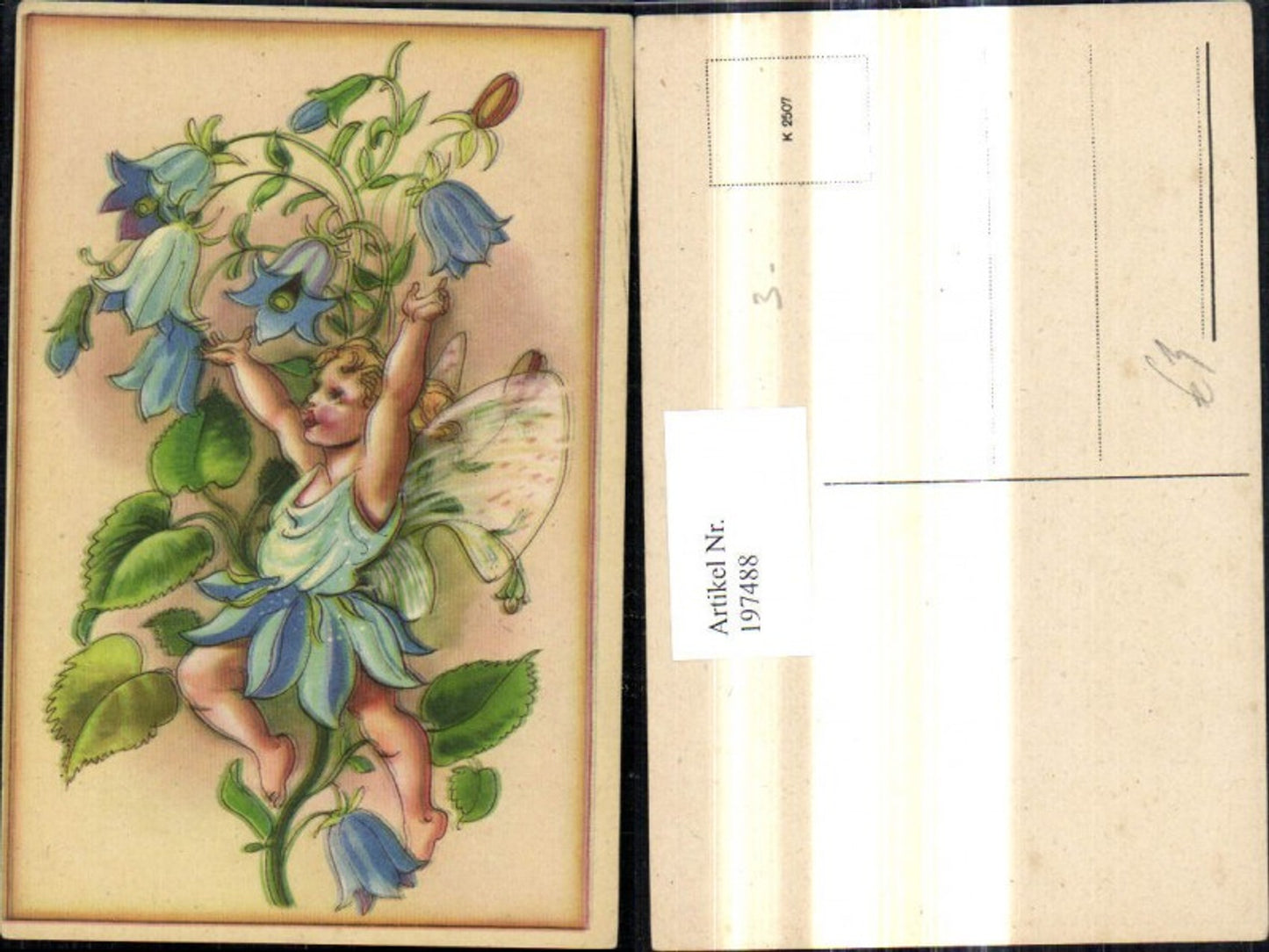 197488,Künstler Ak Elfe Blumen Blüten Glockenblumen
