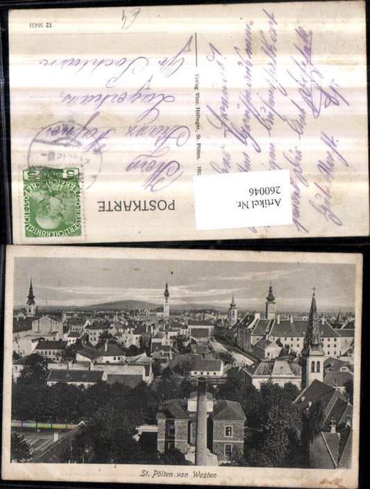 260046, St. Pölten, overall view from the west, towers