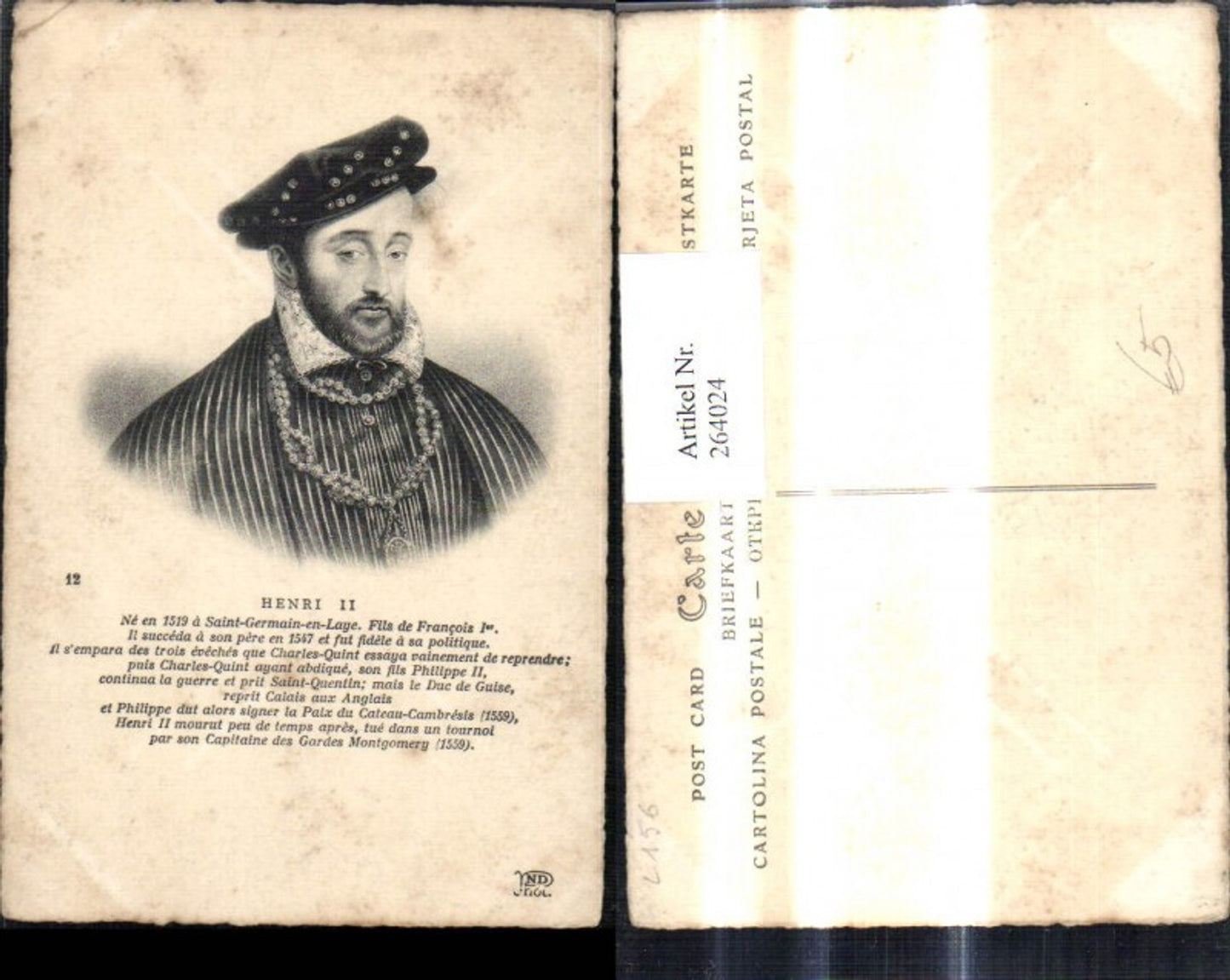 264024, Artist Ak Henri II Portrait Text Art Science