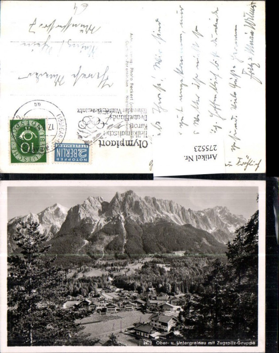 275523, Ober- and Untergrainau Total with Zugspitze Group mountain scenery