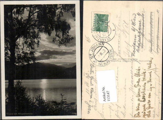113147,Abend am Klopeinersee bei St. Kanzian um 1930