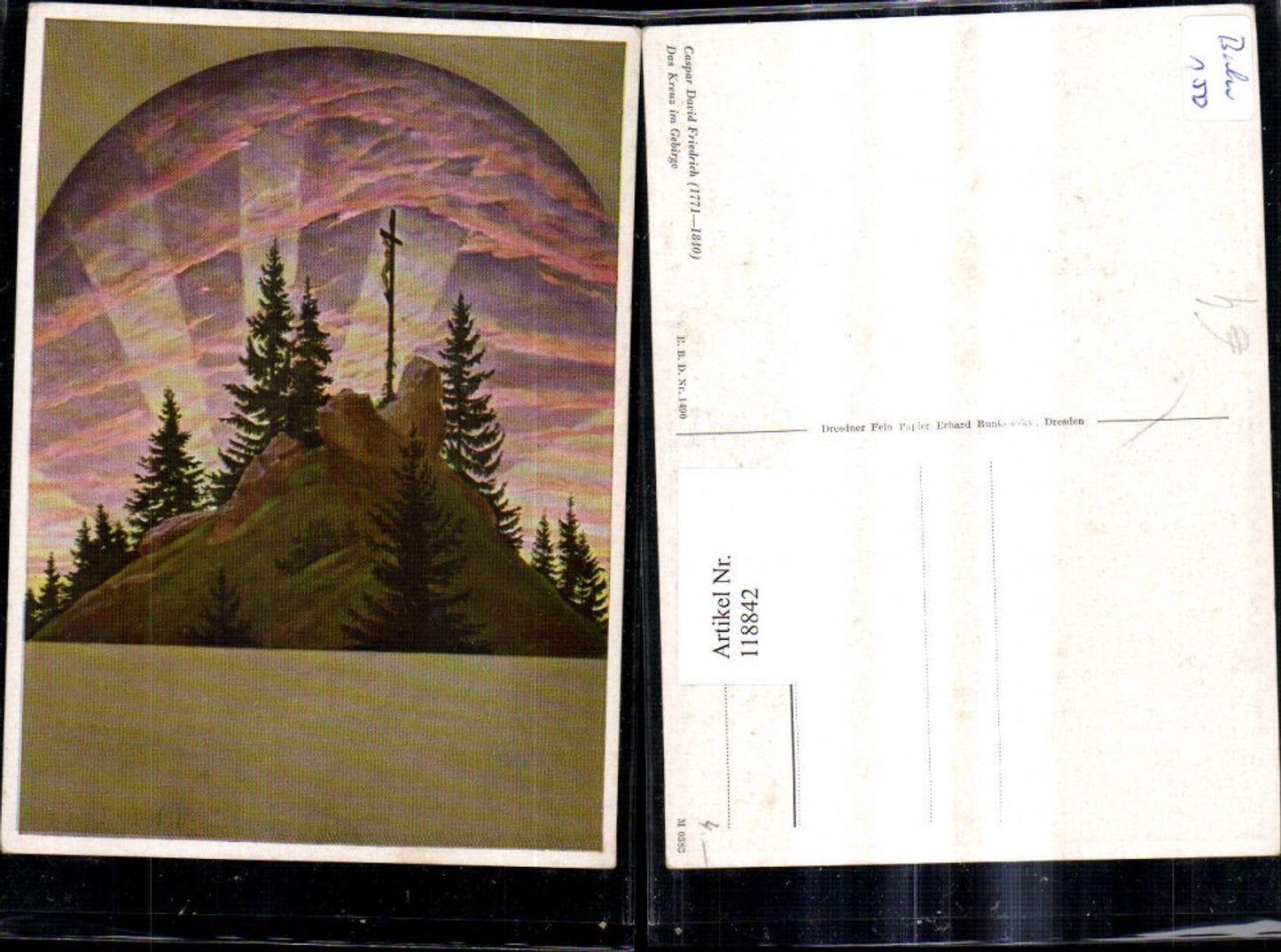 118842,Künstler Ak Caspar David Friedrich Das Kreuz i. Gebirge