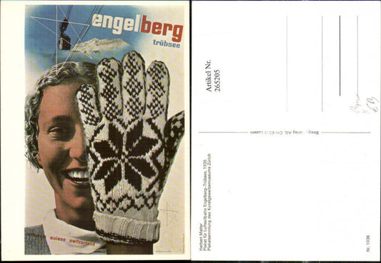 265205, Repro Advertising Herbert Matter Poster for the Engelberg Trübsee cable car 1935 Mrs. Glove
