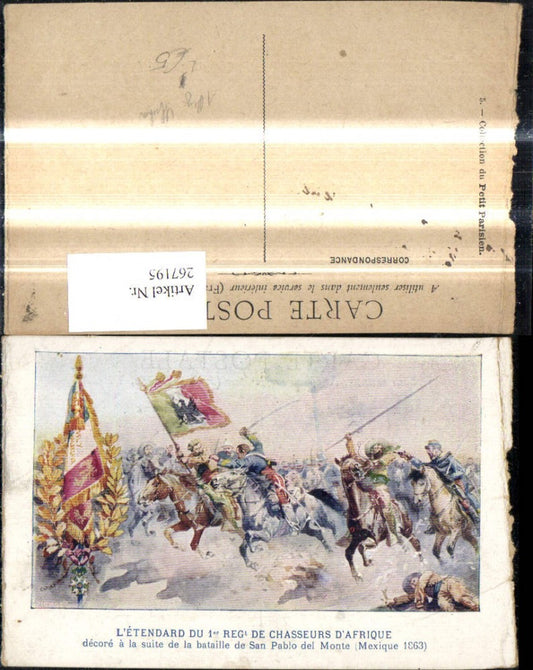 267195,Künstler Litho L Etendard du 1er Reg de Chasseurs d Afique Afrika San Pablo del Monte