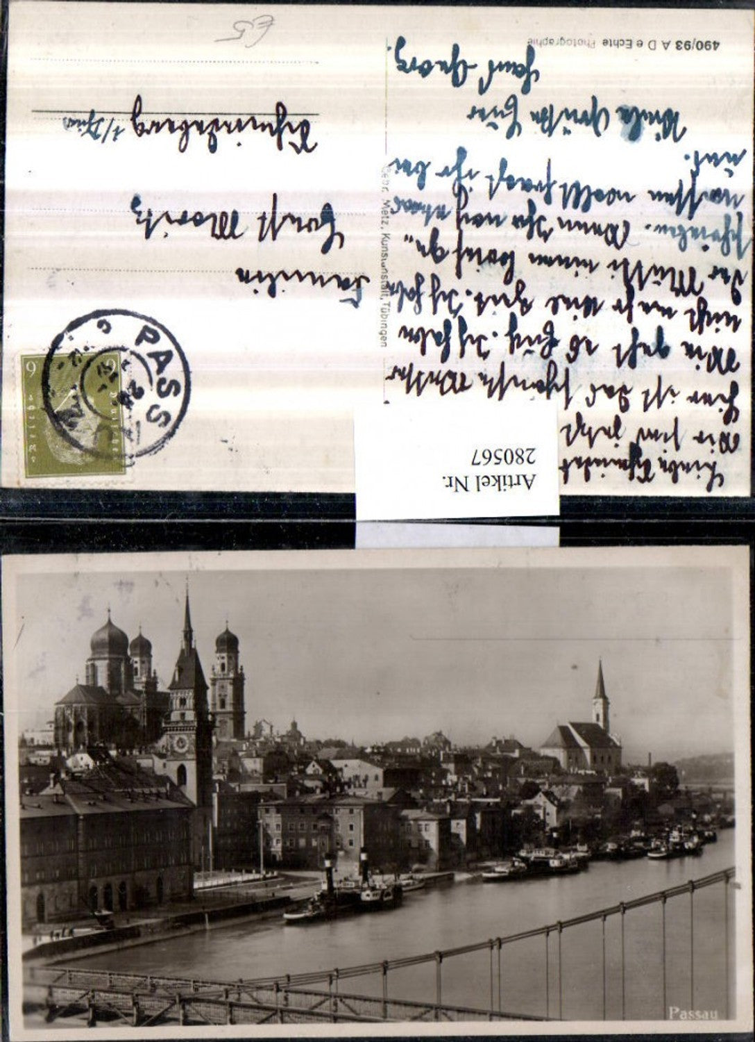 280567,Passau Teilansicht Kirchen Türme Dampfer Brücke