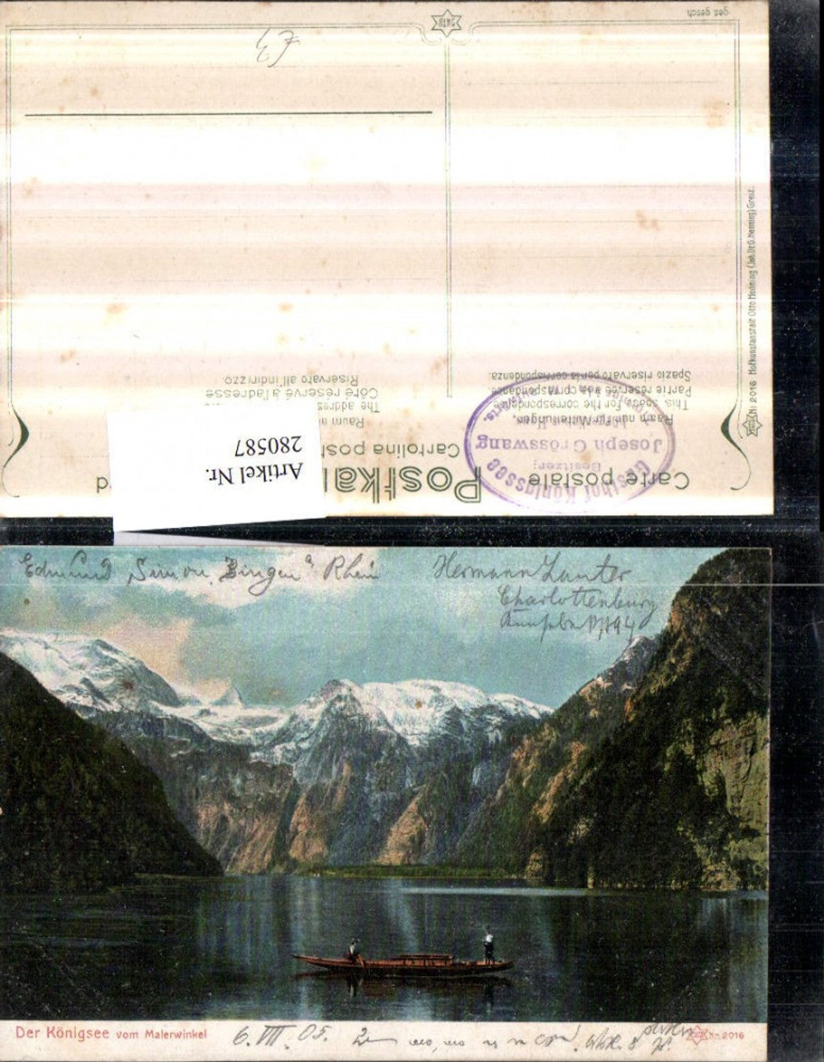 280587, The Königssee near Berchtesgaden from the Malerwinkel mountain backdrop